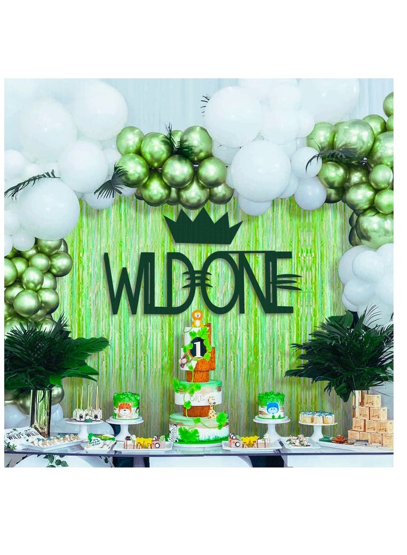 KATCHON Neon Green Fringe Curtain - 3.2 x 8 Feet Pack of 1 | Neon Green Foil Fringe Streamers for Green Birthday Party Decorations - Image 3
